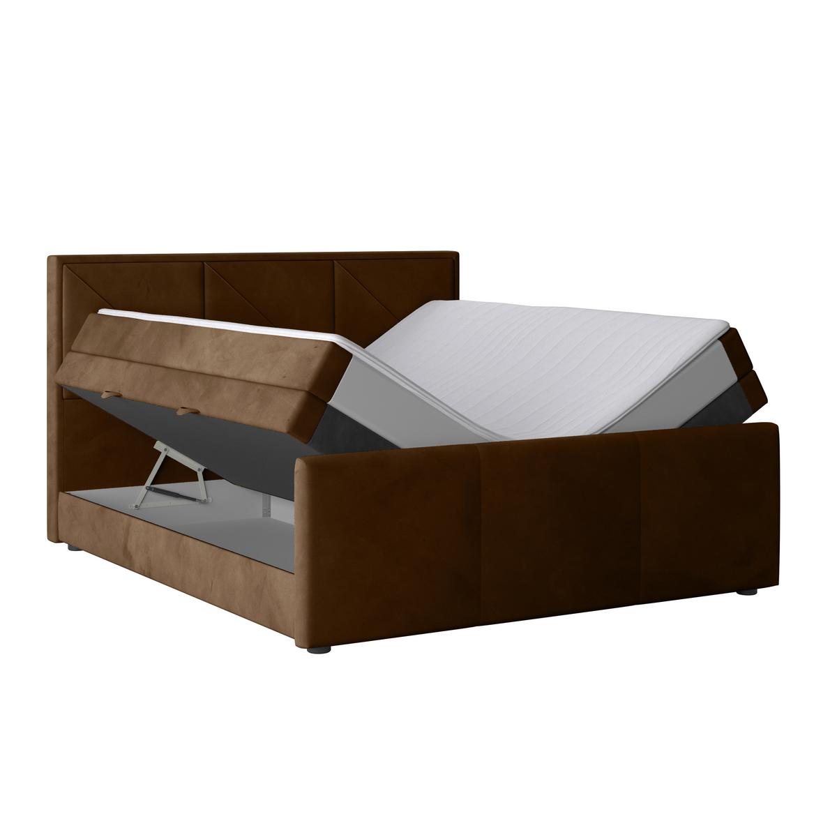 Boxspringbett Bologna ca. 180x200 cm Braun - Schwarz/Braun, MODERN, Karton/Holzwerkstoff (180/200cm) - MID.YOU