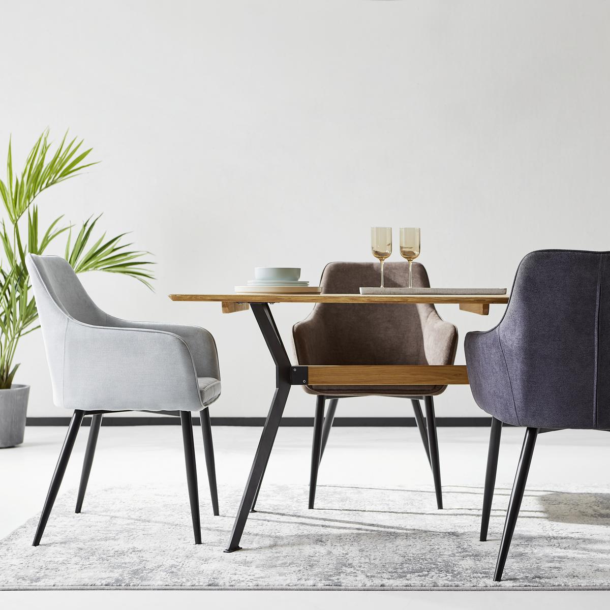 ZESTAW KRZESEŁ Z PODŁOKIETNIK. ERNA - czarny/szary, Konventionell, metal/tkanina (59/88,5/60,5cm) - Livetastic