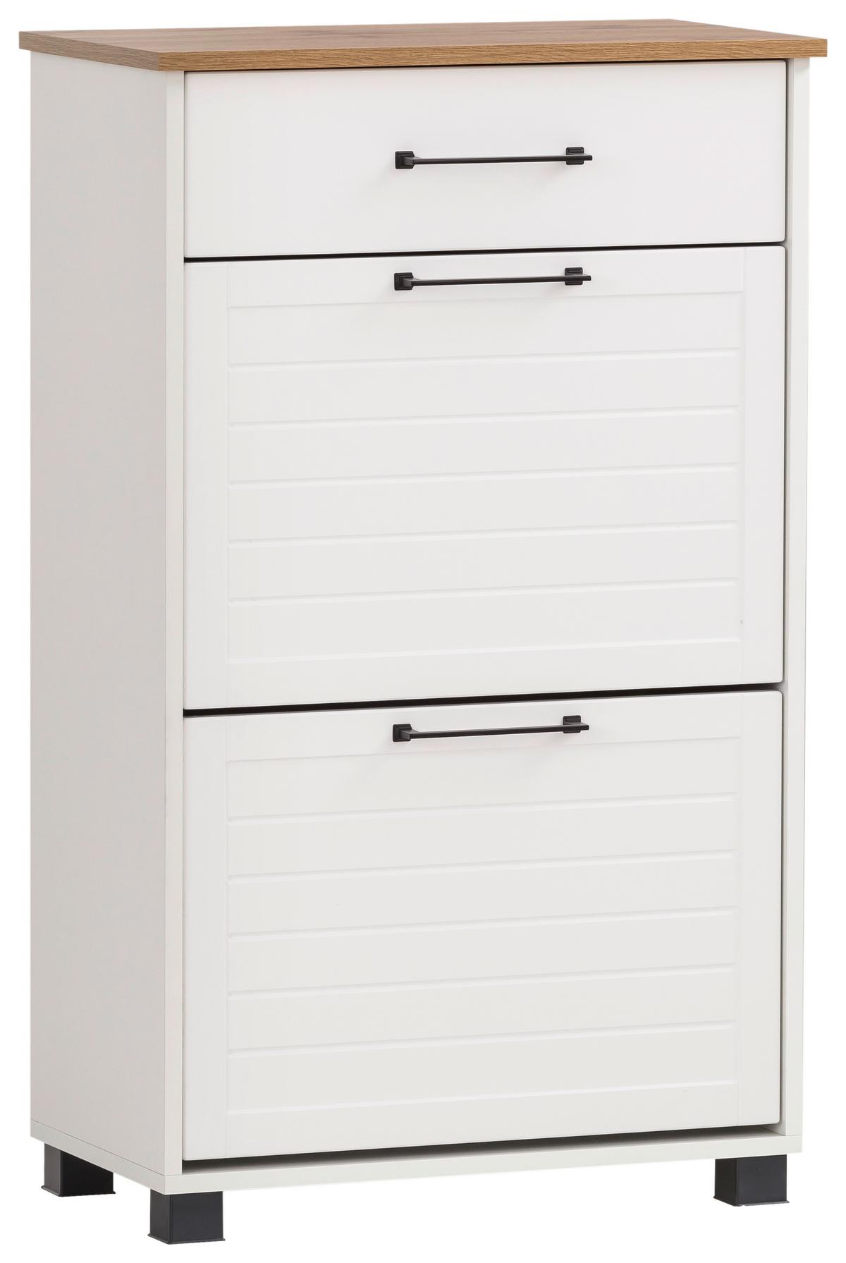 Schuhschrank Jelda ca.62x102x34,1cm Weiß - Schwarz/Weiß, Holzwerkstoff/Kunststoff (62/102/34,1cm) - MID.YOU