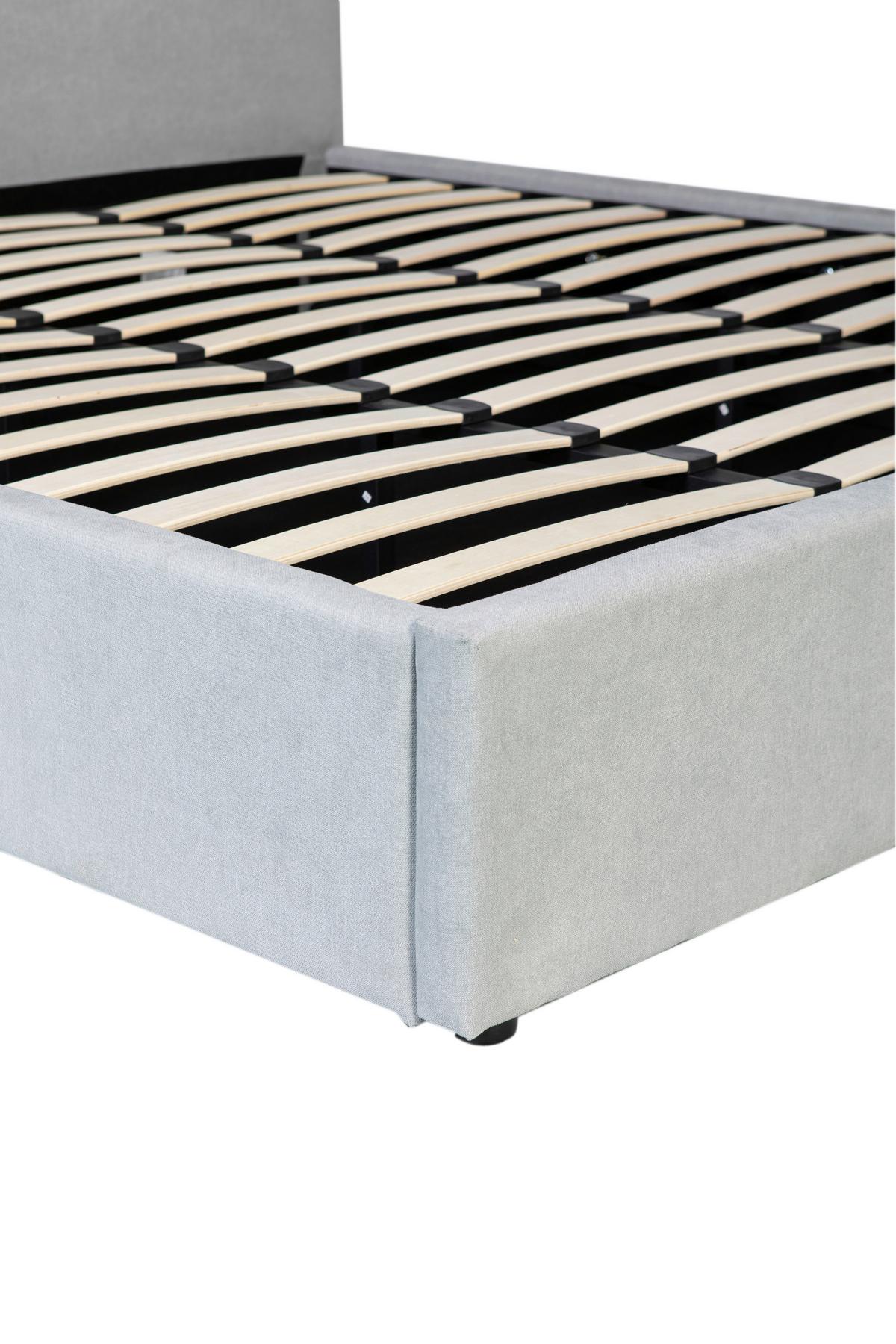 Polsterbett Sienna Hellgrau ca. 180x200cm - Hellgrau/Schwarz, LIFESTYLE, Holz/Kunststoff (180/200cm) - Based