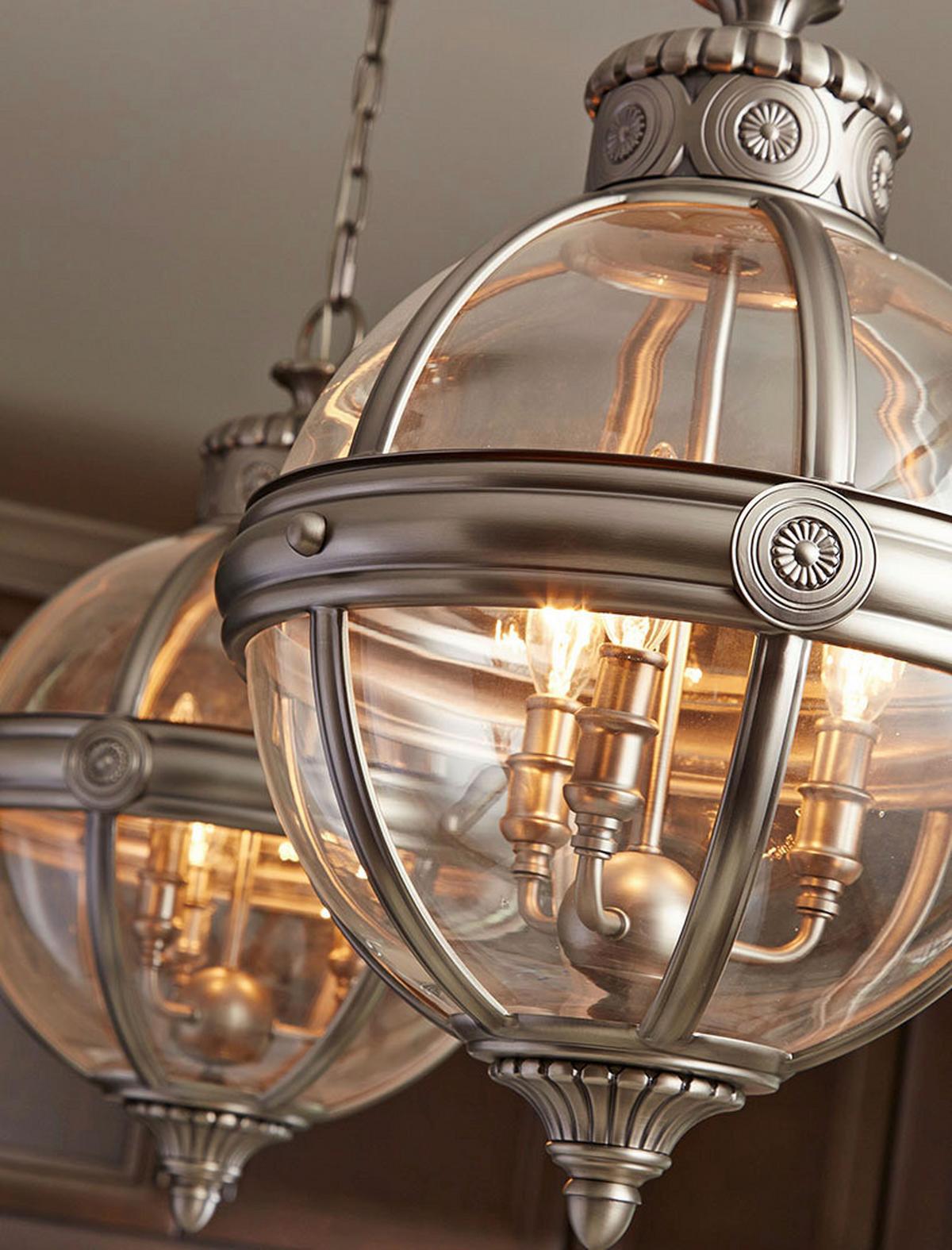 Függőlámpa Fe-Adams-3p-Anl - nikkelszínű, Konventionell, üveg/fém (37.1/71.1cm) - Elstead Lighting