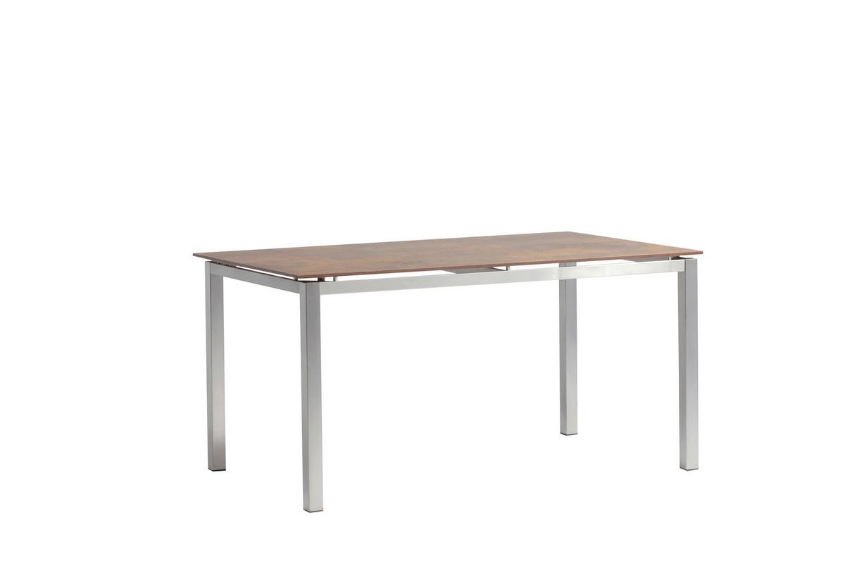 Gartengarnitur 5-tlg. Skye Metall/Textil - Platinfarben/Braun, Basics, Holzwerkstoff/Textil (150/75/90cm) - Gardenson