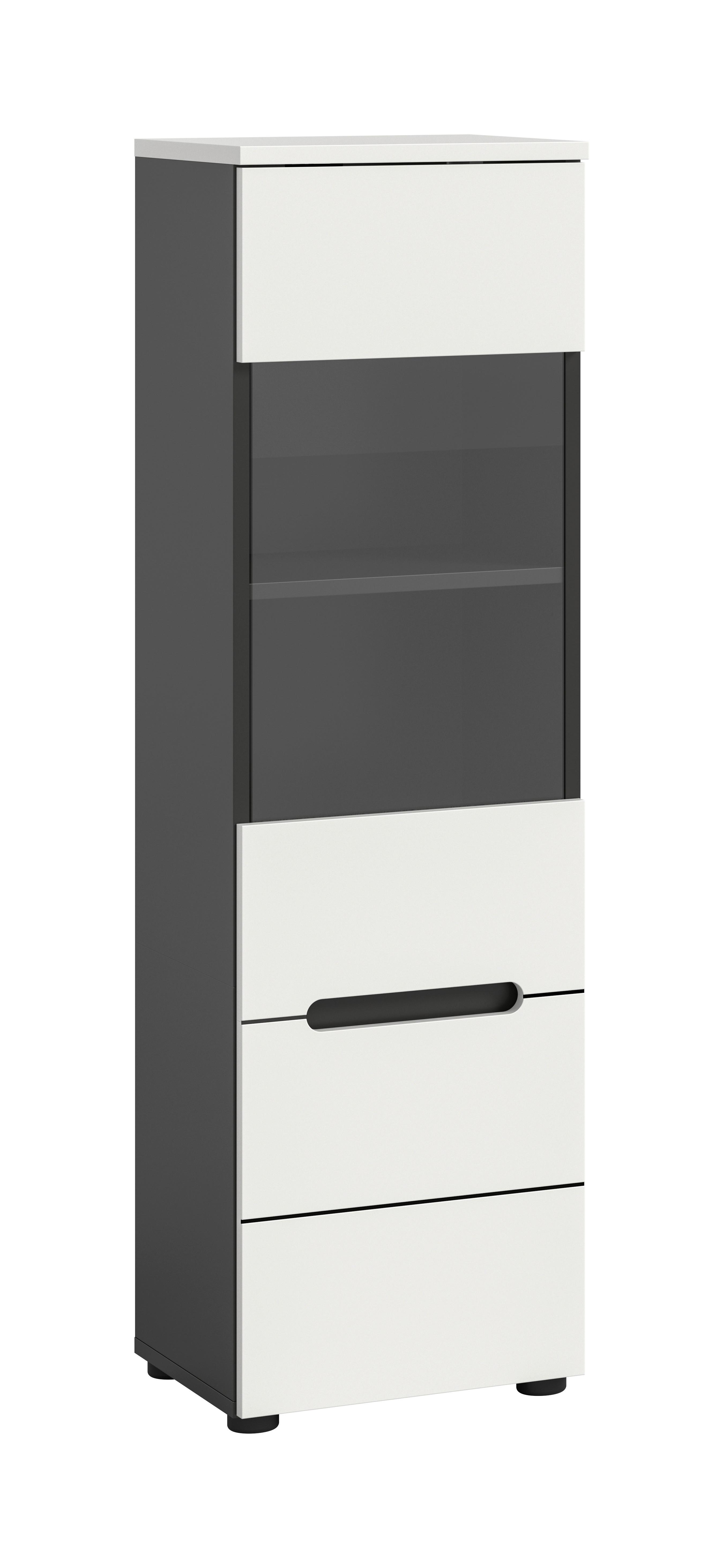 Vitrina Canu, Bela, Siva - temno siva/črna, Design, umetna masa/leseni material (36/125/33cm) - Livetastic