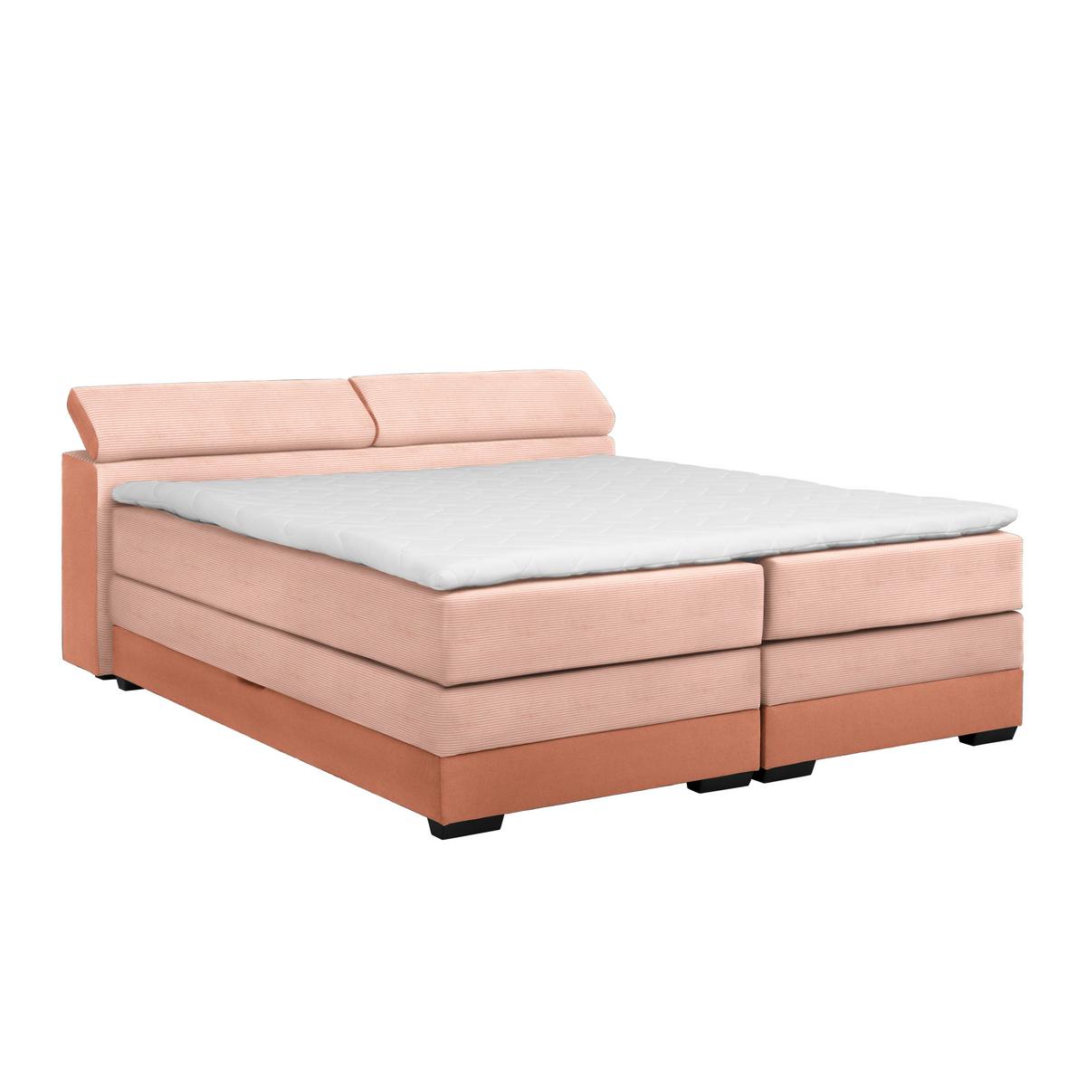 Boxspringbett Sevilla Koralle ca. 140x200cm - Koralle/Schwarz, KONVENTIONELL, Holz/Kunststoff (140/200cm) - Premium Living