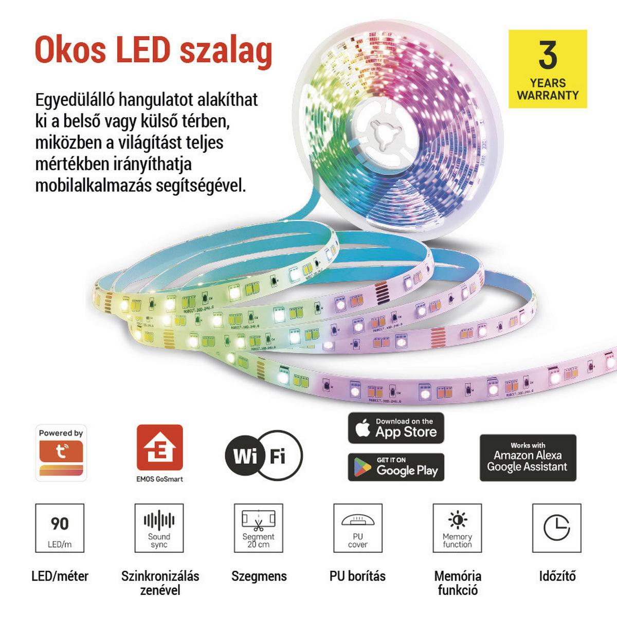 Led Szalag Gosmart  Kb. 5m - többszínű, Basics, műanyag (500cm)