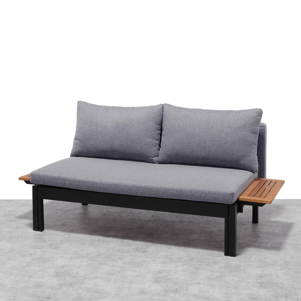 Loungesofa Emil 2 Grau/Schwarz - Hellgrau/Schwarz, MODERN, Holz/Metall (132/70,7/128cm)