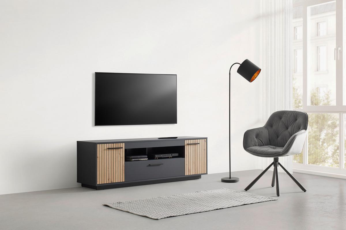 Tv Komoda Lukas - crna/antracit, Moderno, pločasti materijal/plastika (163,6/52,2/40,2cm) - Modern Living
