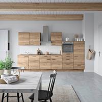 Küchenblock Structura Low m. Geräten Eiche dunkel - Eiche dunkel/Eichefarben, MODERN, Holzwerkstoff/Metall (360cm) - Nobilia