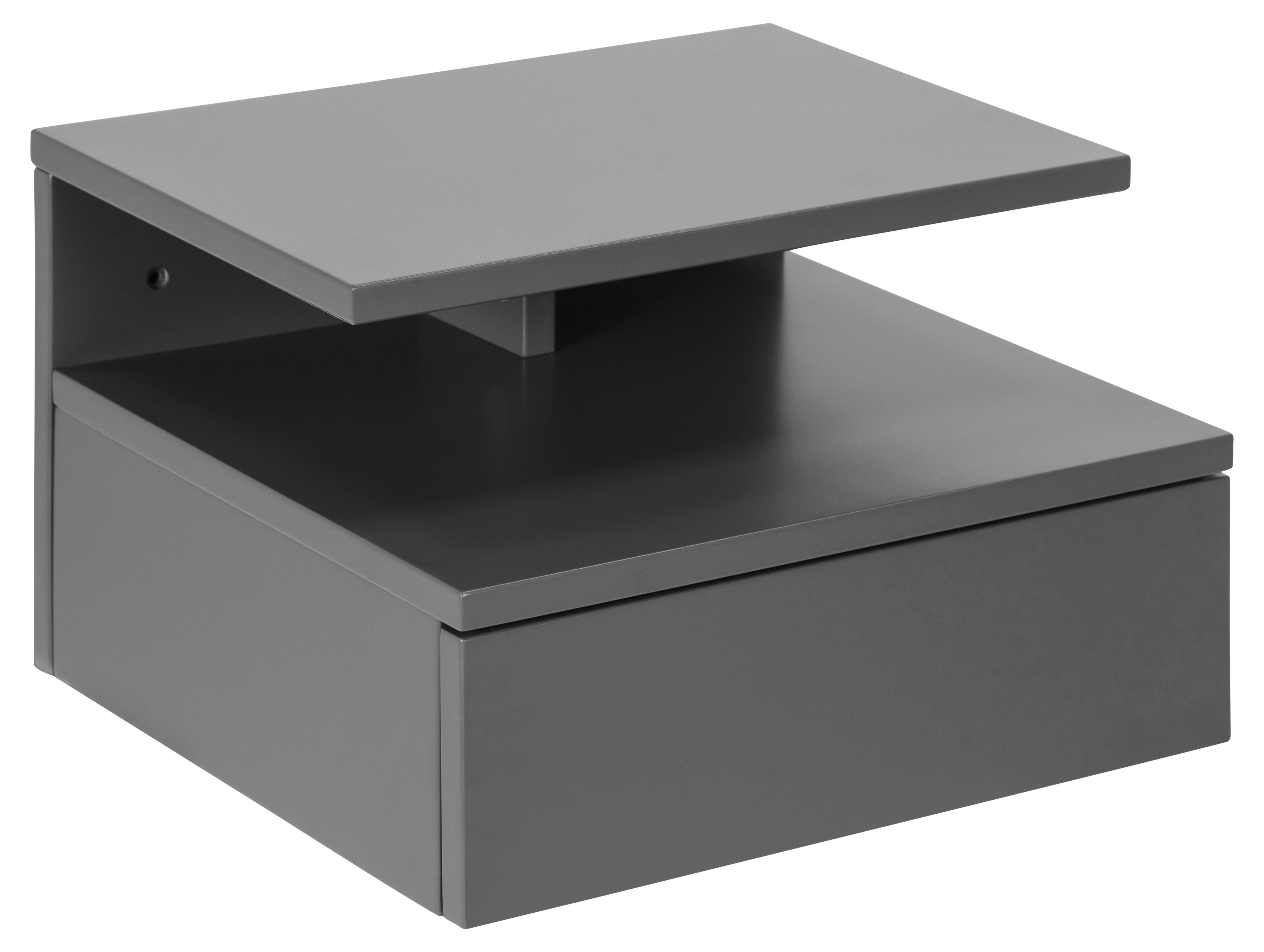 SZAFKA NOCNA ASHLAN - szary, Design, materiał drewnopochodny (35/22,5/32cm)