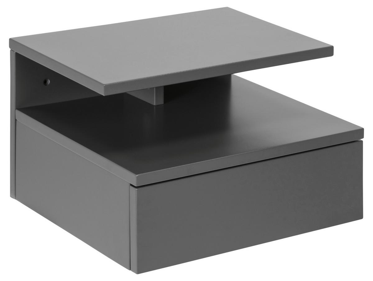 SZAFKA NOCNA ASHLAN - szary, Design, materiał drewnopochodny (35/22,5/32cm)