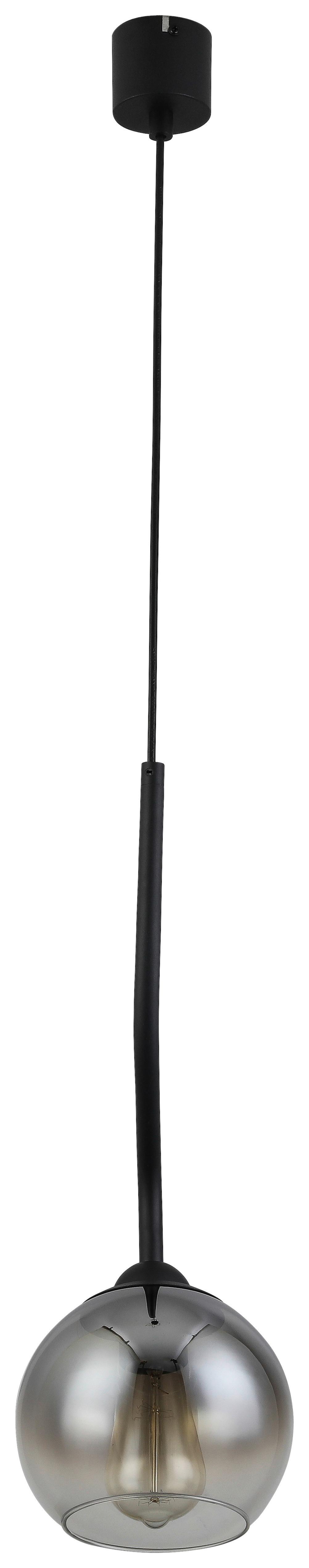 Hängeleuchte Kian max. 25 Watt - Schwarz, Modern, Glas/Kunststoff (18/120cm) - Visiona