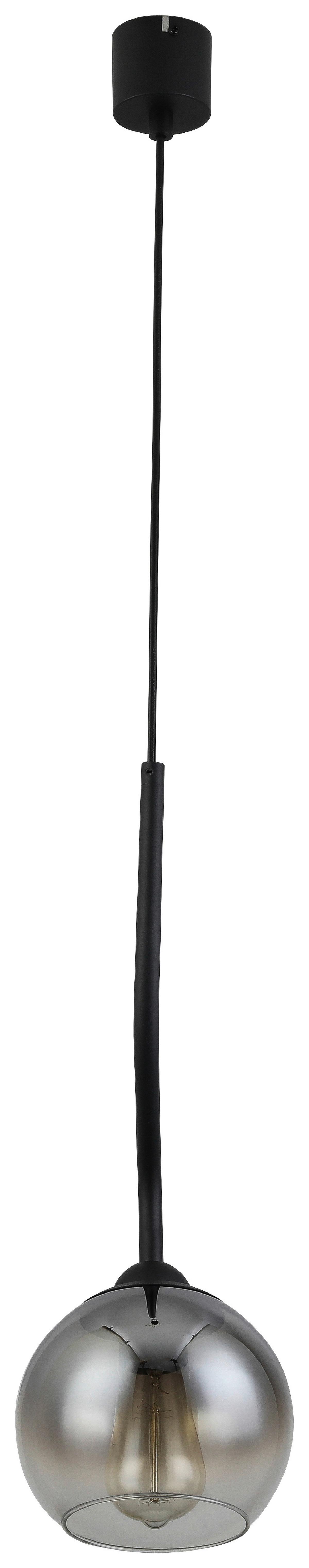 Hängeleuchte Kian max. 25 Watt - Schwarz, Modern, Glas/Kunststoff (18/120cm) - Visiona