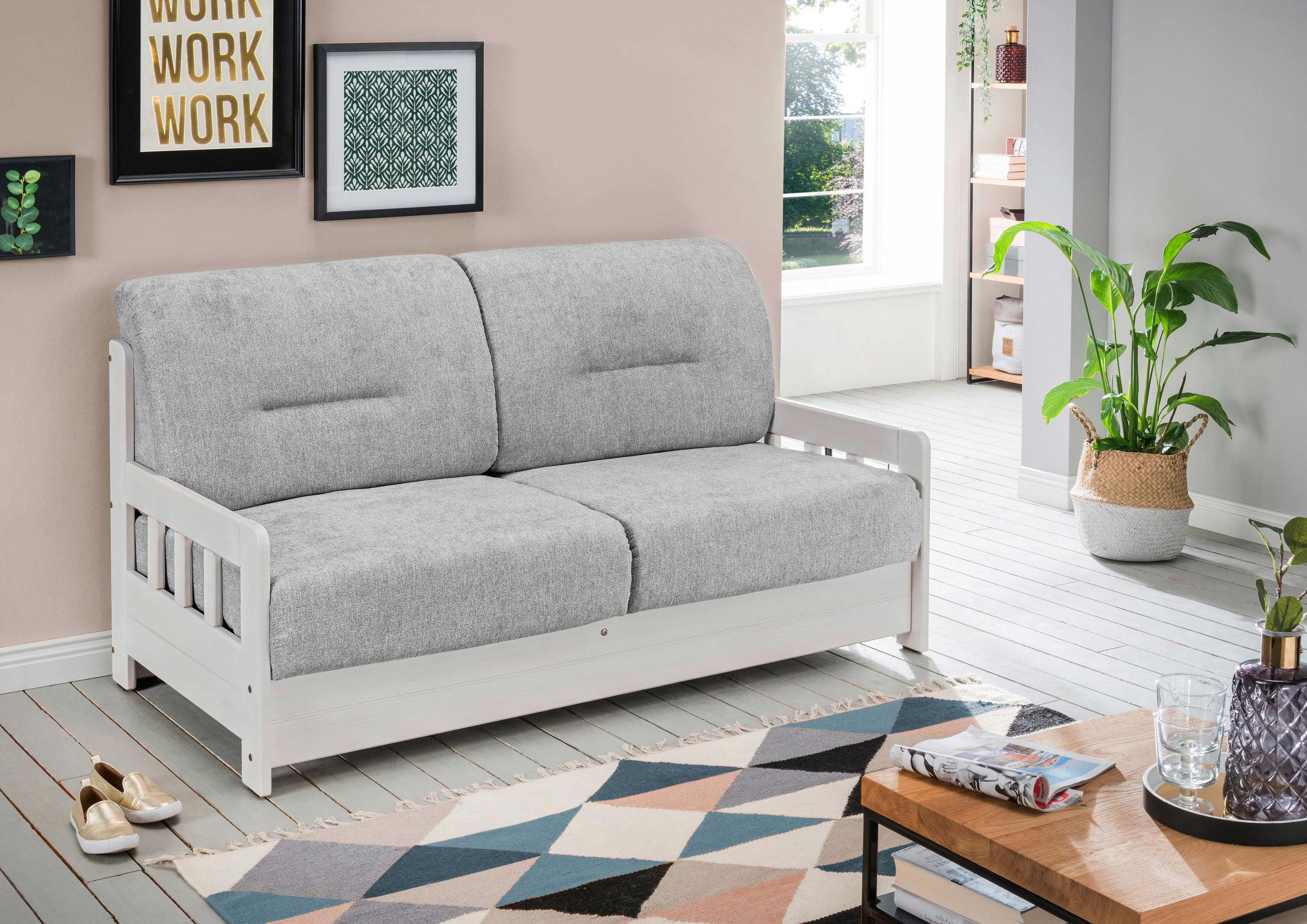 Schlafsofa Camino Holzkorpus Grau/Weiß - Weiß/Grau, LIFESTYLE, Holz/Textil (154/88/90cm) - Livetastic