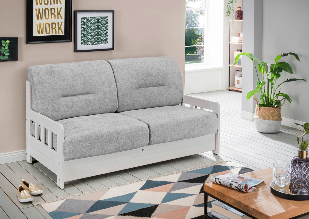 Schlafsofa Camino Holzkorpus Grau/Weiß - Weiß/Grau, LIFESTYLE, Holz/Textil (154/88/90cm) - Livetastic