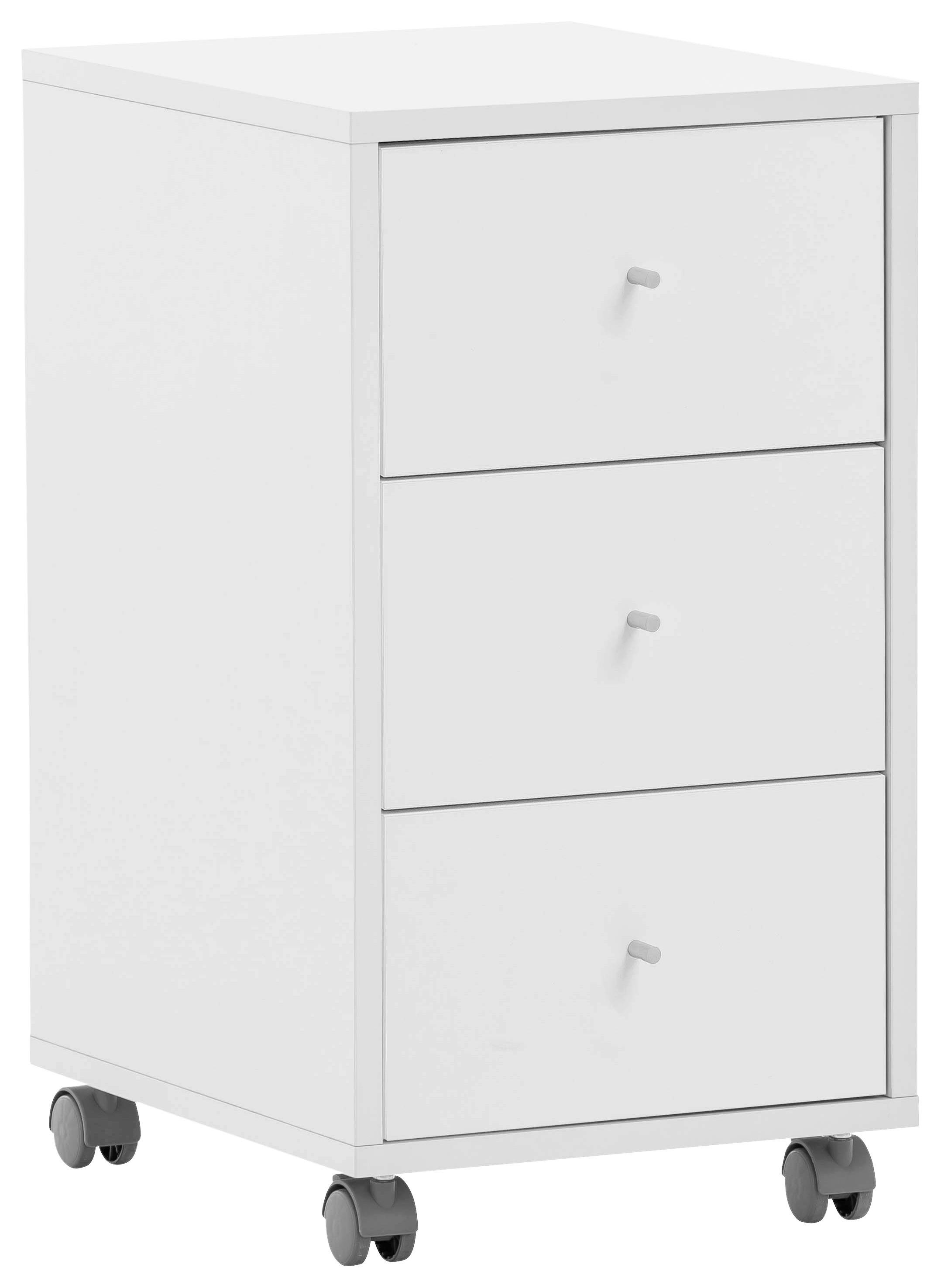 Rollcontainer 400 Weiß ca. 32,6x59,7x39,1cm - Silberfarben/Weiß, MODERN, Holzwerkstoff/Kunststoff (32,6/59,7/39,1cm) - MID.YOU