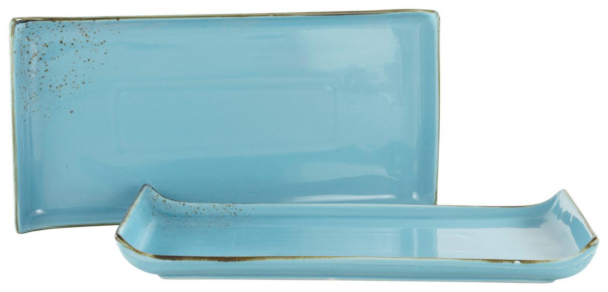Set Pladnjev Za Serviranje Blue, 2-Delni - svetlo modra, Trend, keramika (16,5/33cm) - Creatable