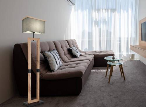 Wandleuchte Ossi in Anthrazit/Natur max. 9 Watt - Anthrazit/Naturfarben, KONVENTIONELL, Holzwerkstoff/Textil (20/15/30cm) - Globo