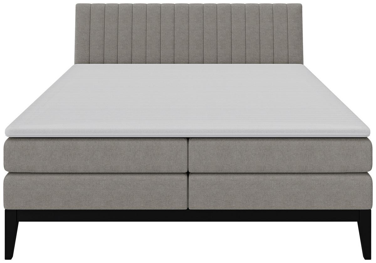Boxspringbett Nola Taupe ca. 180x200cm - Taupe/Schwarz, KONVENTIONELL, Holz/Textil (180/200cm) - Based