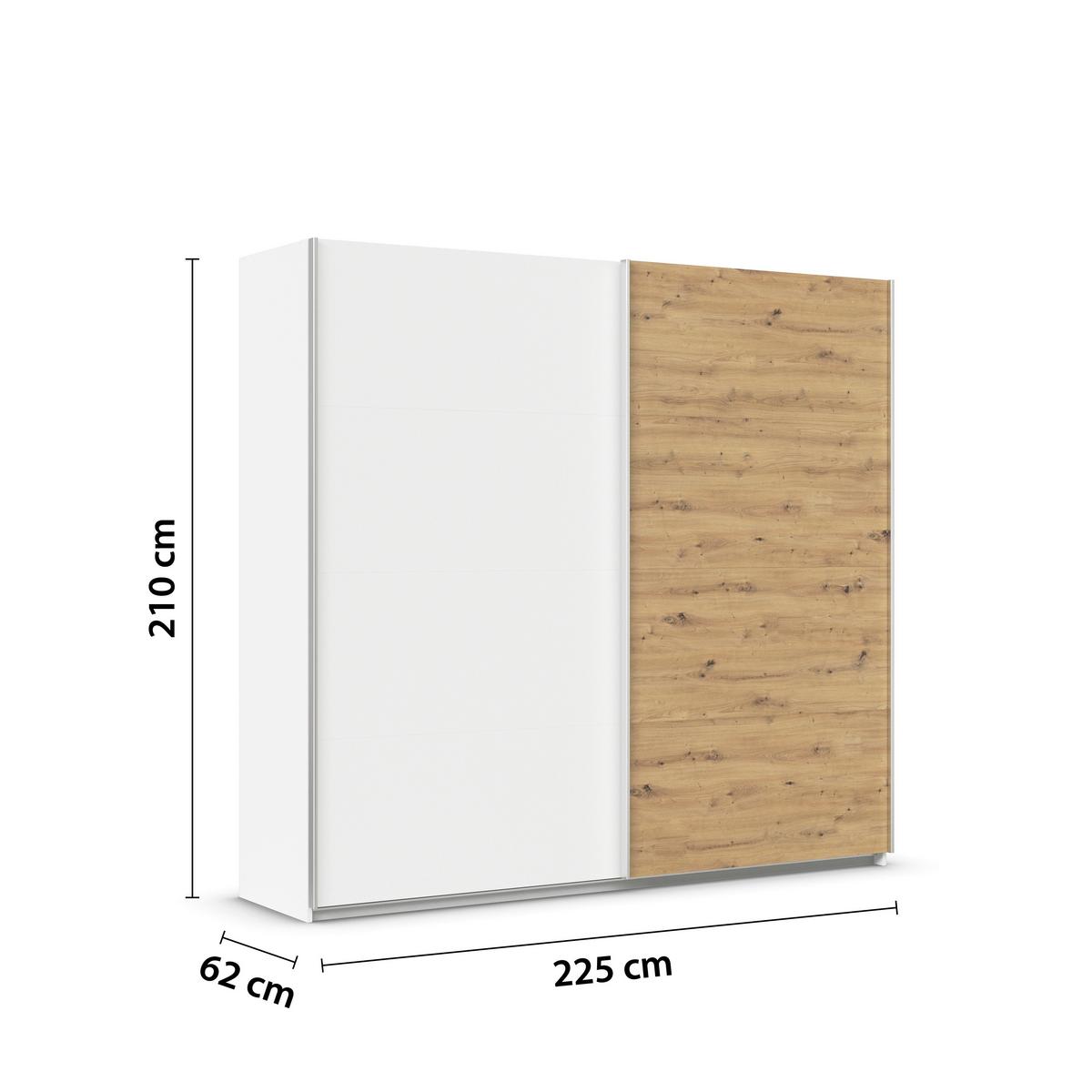 DULAP USI CULISANTE FELDKIRCH - alb/stejar Artisan, Modern, material pe bază de lemn (225/210/62cm)
