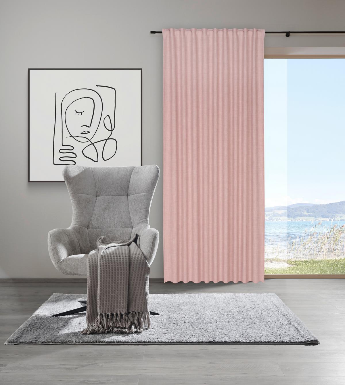 Fertigvorhang Leo in Rosa ca. 135x255cm - Rosa, Textil (135/255cm) - Premium Living