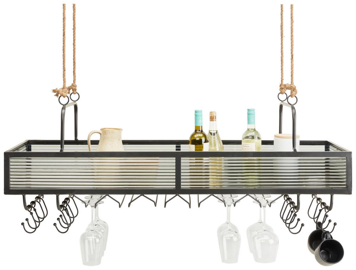 élément suspendu in Naturfarben/Schwarz - Schwarz/Naturfarben, Lifestyle, Glas/Holzwerkstoff (123/48/40cm) - Premium Living