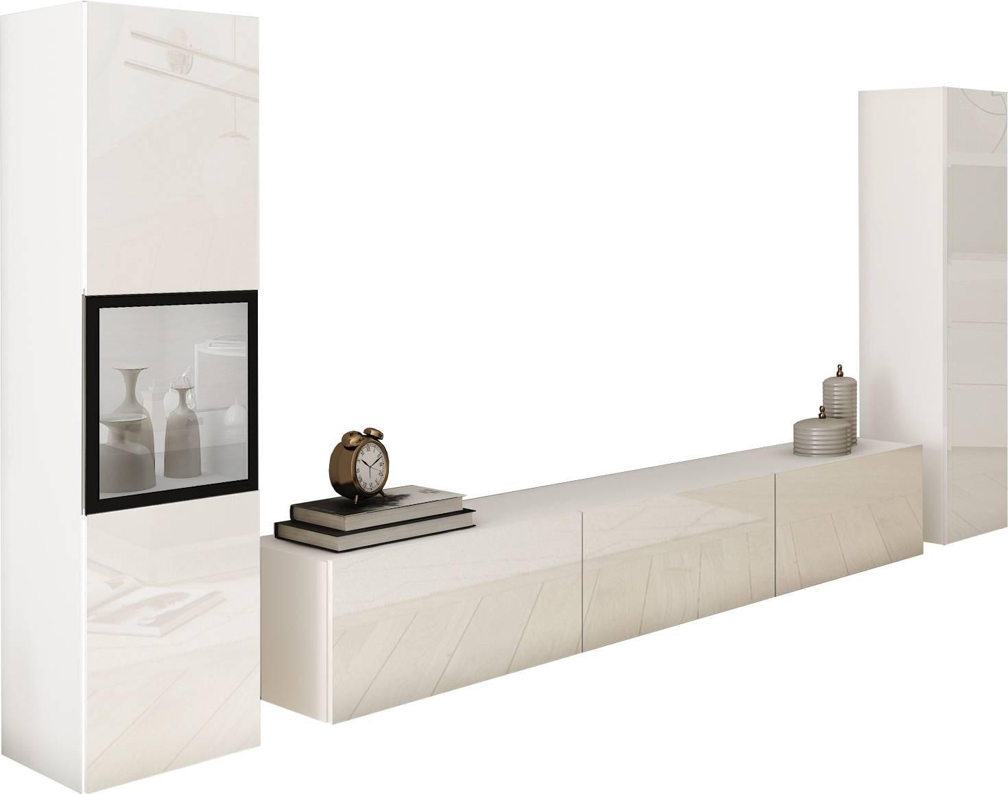 Dnevni Regal Berlin Iii, Bela, Osvetlitev, 3-Delni - siva/bela, Design, steklo/leseni material (240/130/31cm) - MID.YOU