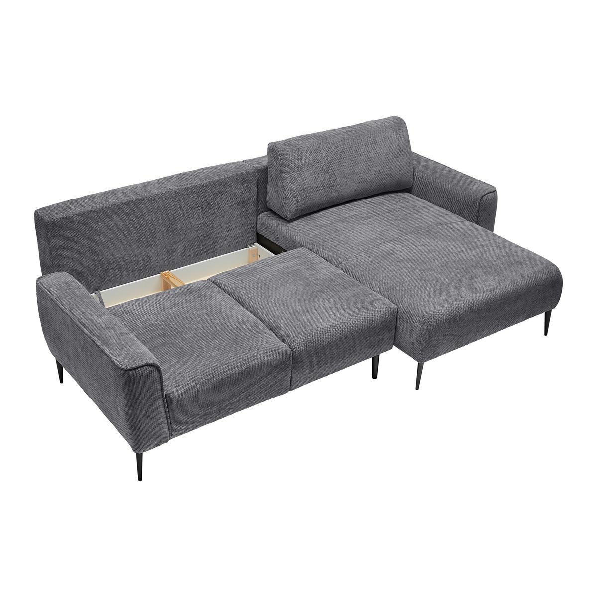 Ecksofa Custom Anthrazit - Anthrazit/Schwarz, MODERN, Textil/Metall (255/85/164cm) - Mömax