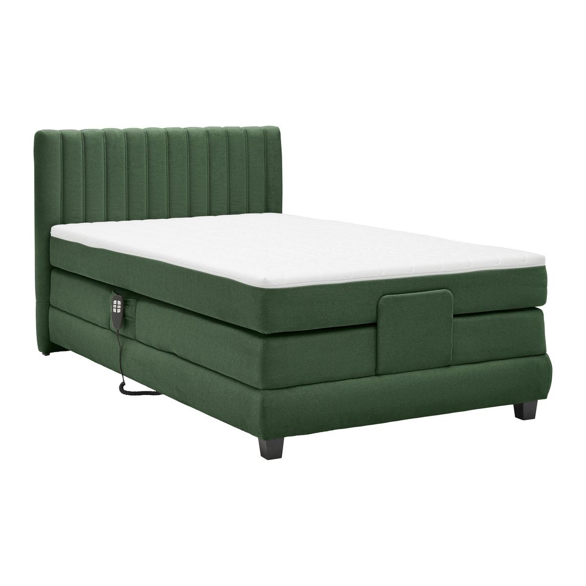 Boxspring Krevet Dixon - tamno zelena/crna, Konvencionalno, drvni materijal/drvo (120/200cm) - Premium Living