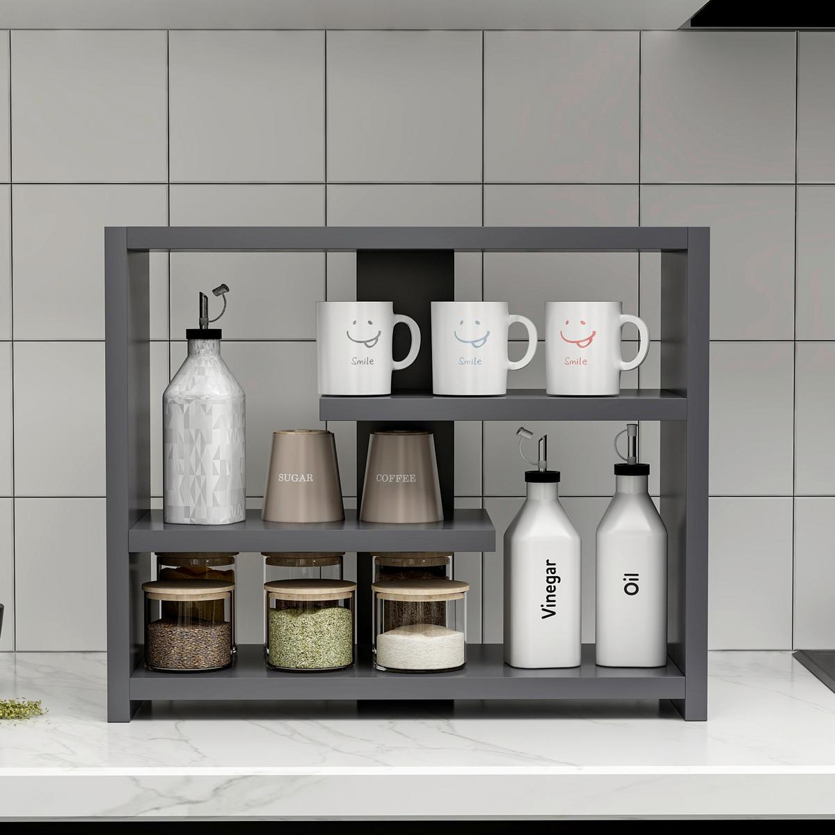 WANDREGAL GUPSE WANDREGAL - Anthrazit, Design, Holzwerkstoff (49/40/21cm) - Livetastic