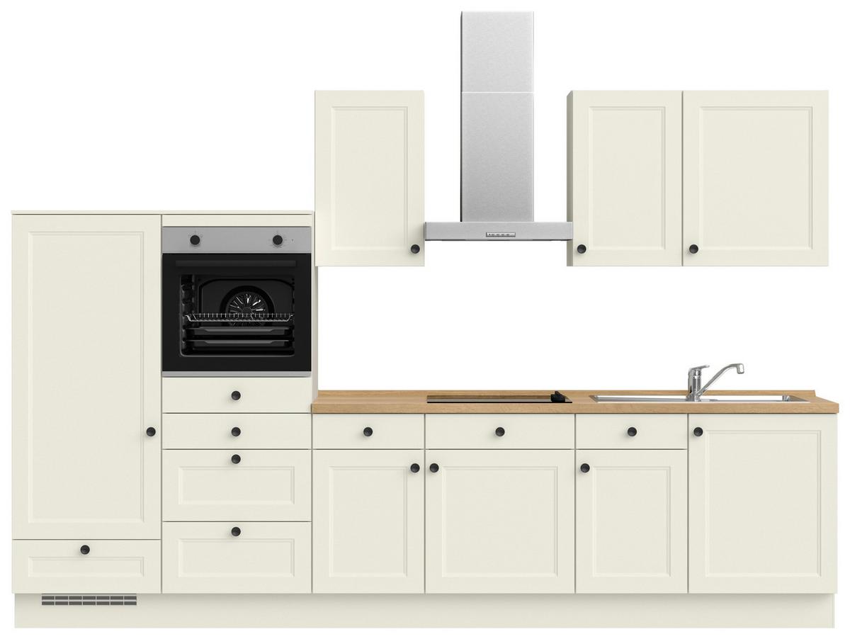 Küchenblock Cascada Low m. Geräten Weiß - Eichefarben/Schwarz, MODERN, Holzwerkstoff/Metall (330cm) - Nobilia