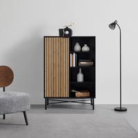 Kommode Madrid Schwarz/Naturfarben massiv - Eichefarben/Schwarz, MODERN, Holz/Holzwerkstoff (80/114/40cm) - Mömax