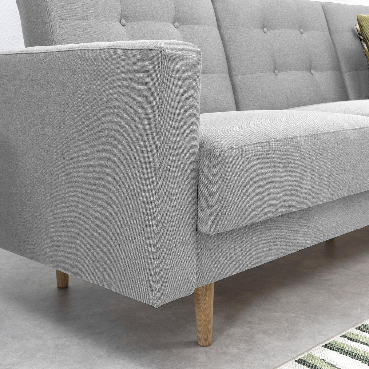3-Sitzer-Sofa Jasmin Hellgrau Flachgewebe mit Schlaffunktion - Eschefarben/Hellgrau, MODERN, Holz/Textil (224/81/83cm) - Max Winzer