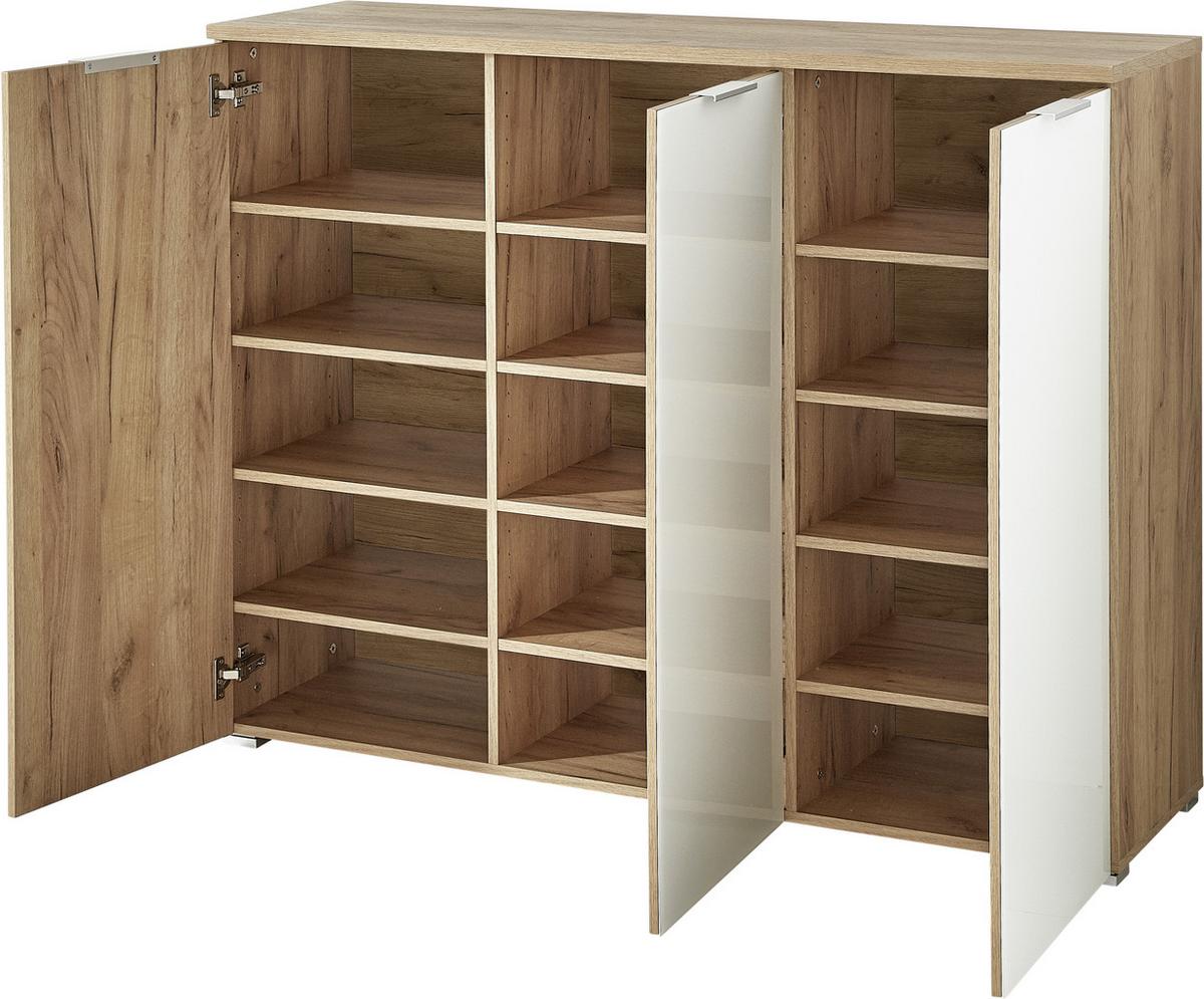 SZAFKA NA BUTY GW-TELDE - kolor dębowy/biały, Konventionell, materiał drewnopochodny/tworzywo sztuczne (134/105/40cm) - Xora