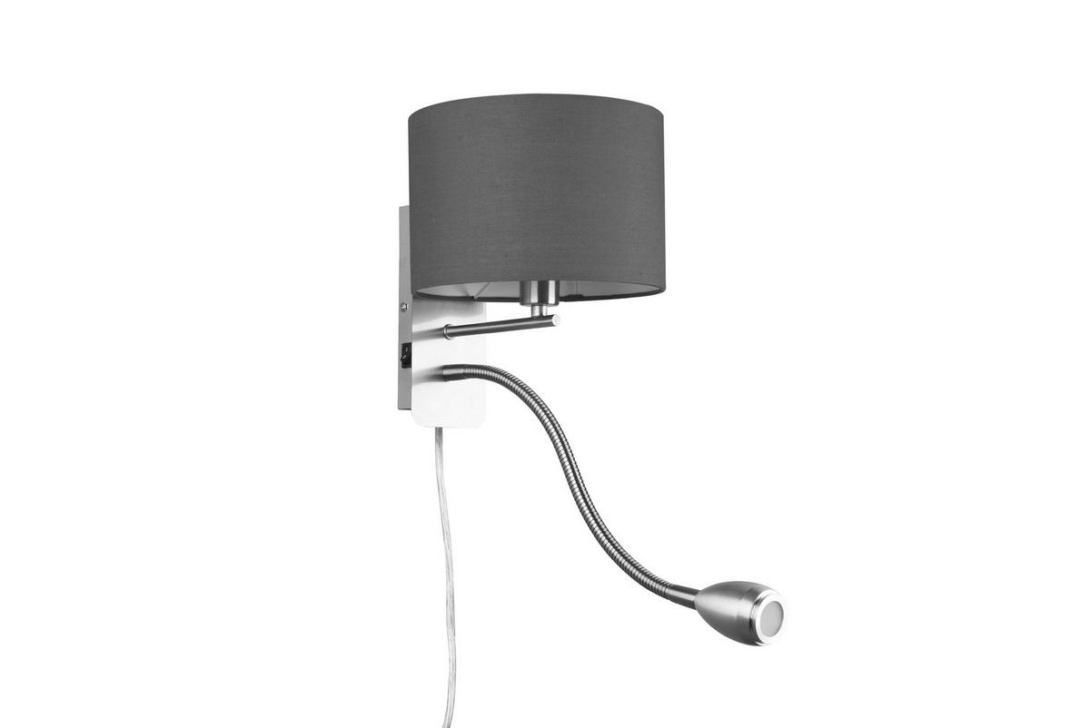 Wandleuchte Hotel in Grau/Nickel max. 3,1 Watt - Grau/Nickelfarben, Design, Textil/Metall (20/23cm) - Trio Leuchten