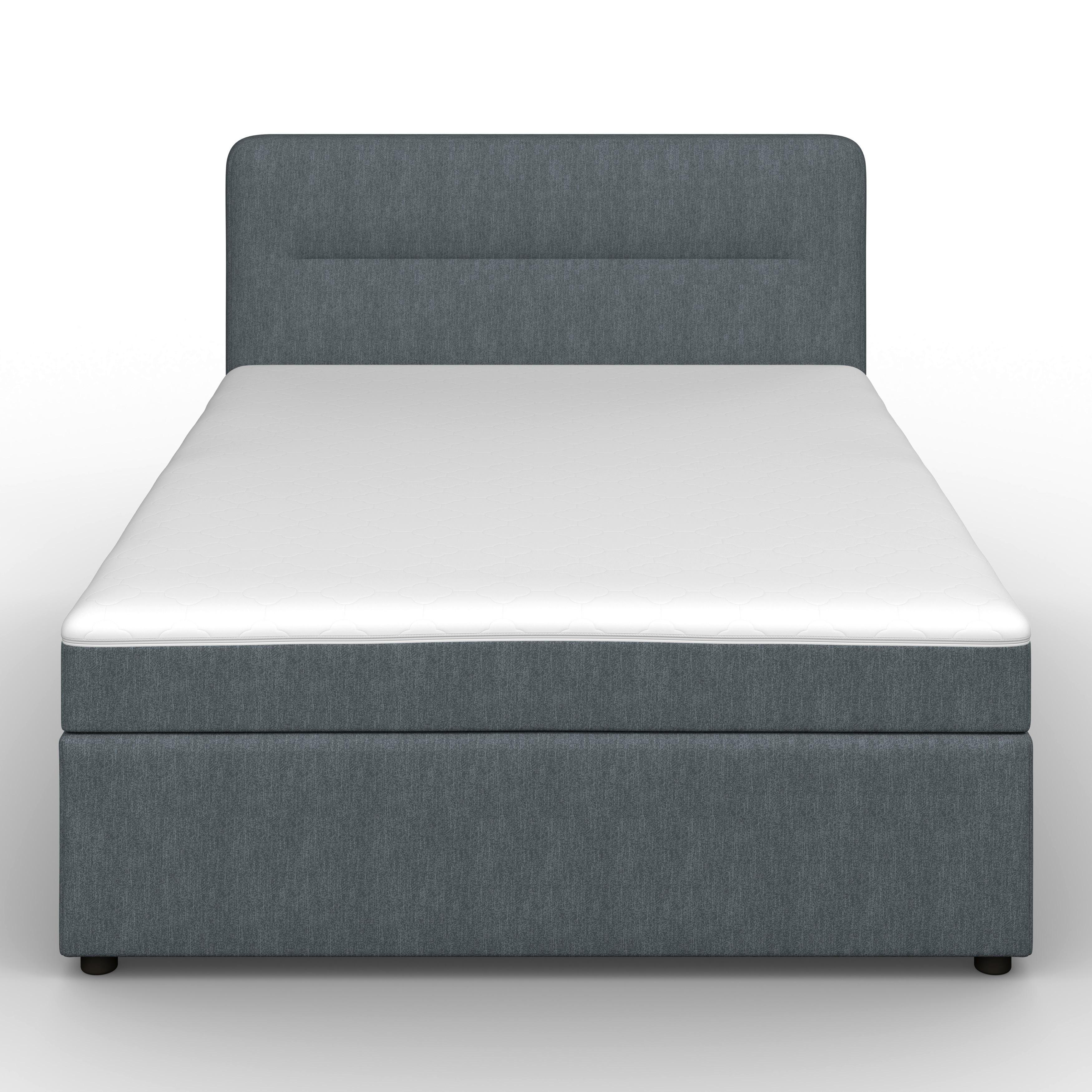 BOXSÄNG MARCO - Graublau/svart, Modern, trä/textil (140/200cm) - Bessagi Home