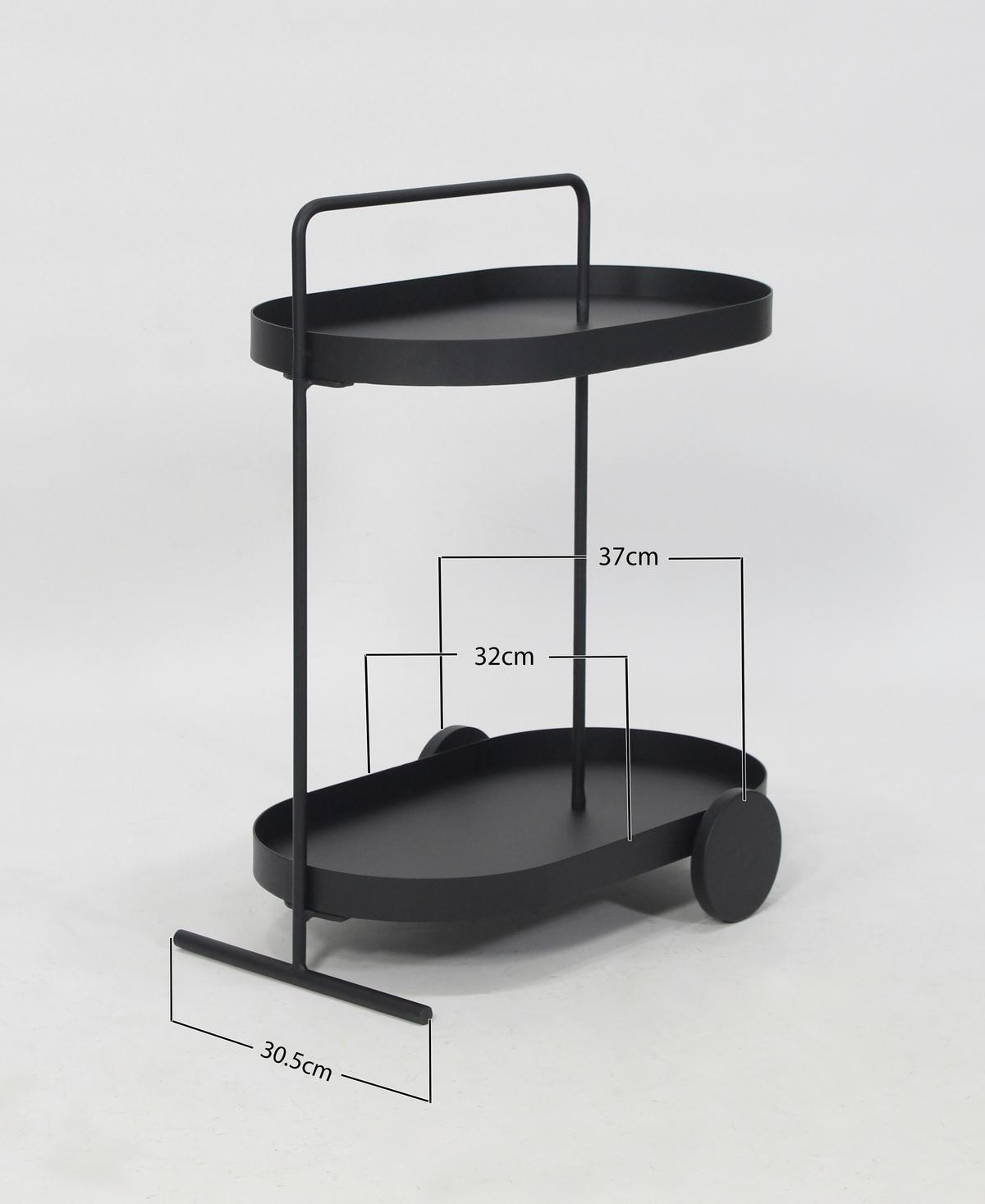Servierwagen Flavio Schwarz - Schwarz, MODERN, Metall (59/70/37cm) - Mömax