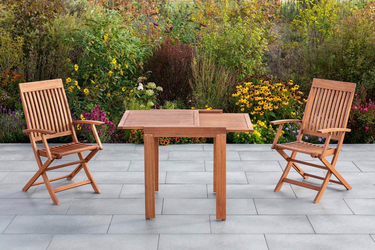 Gartentischgruppe Comodoro 5-tlg. Echtholz/Grau - Eukalyptusholzfarben/Grau, KONVENTIONELL, Holz/Textil - Gardenson