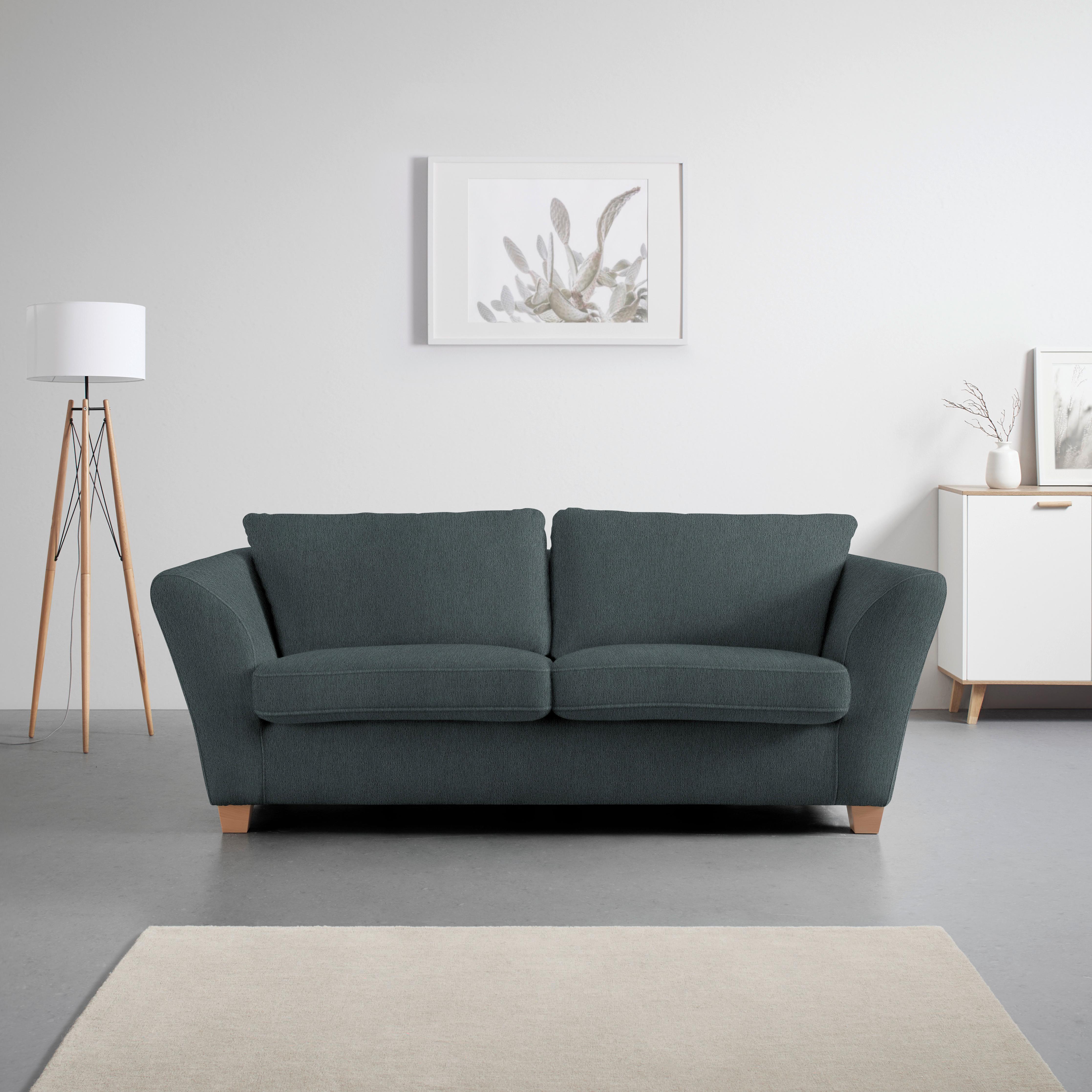 3-Sitzer-Sofa Devado Dunkelgrau - Dunkelgrau/Naturfarben, Holz/Textil (216/70-85/95cm) - Mömax