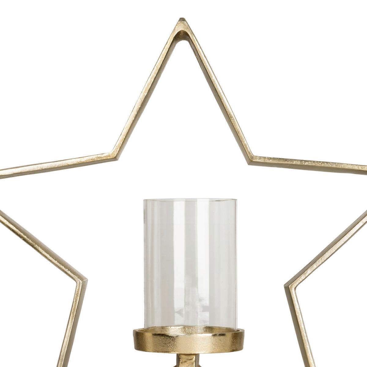 Kerzenhalter Mukayle Klar/Goldfarben - Klar/Goldfarben, LIFESTYLE, Glas/Metall (47/11,5/46cm)