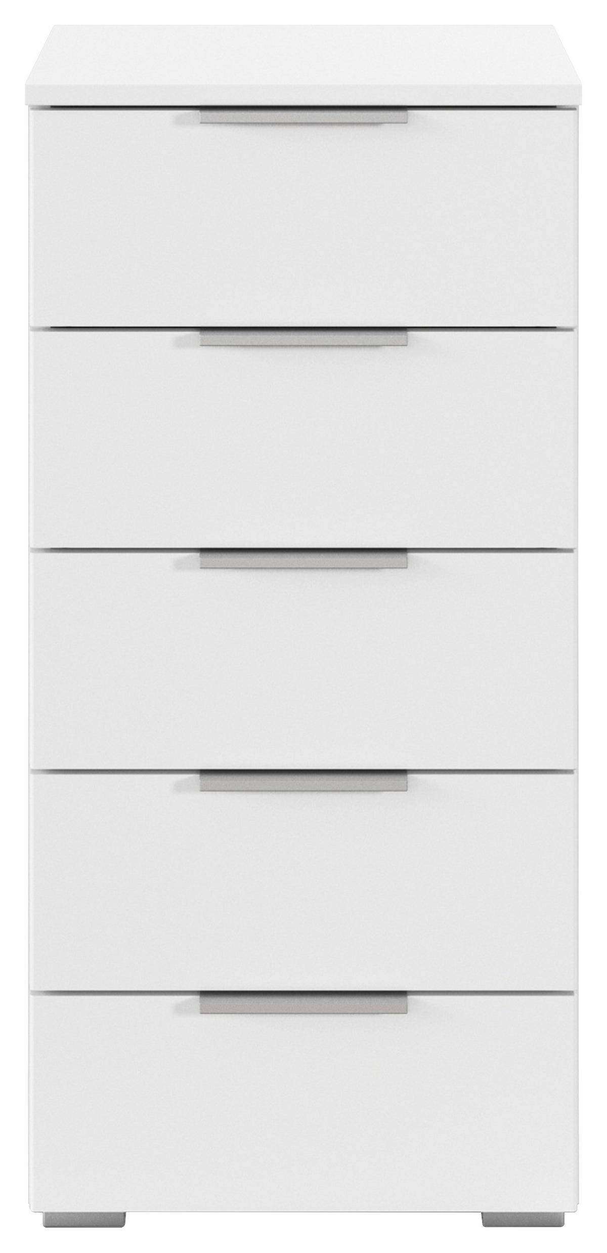 Noćni Ormarić Mars 5l - bijela/boje aluminija, Basics, drvni materijal/metal (40/84/40cm) - Modern Living