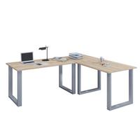 ECKSCHREIBTISCH LONA - Silberfarben/Sonoma Eiche, Design, Holzwerkstoff/Metall (160/160/76cm) - MID.YOU