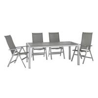 Gartengarnitur Urban 5-Teilig Metall/Textil/Holzwerkstoff - Platinfarben/Anthrazit, Basics, Holzwerkstoff/Textil (180/98/74cm) - Acamp