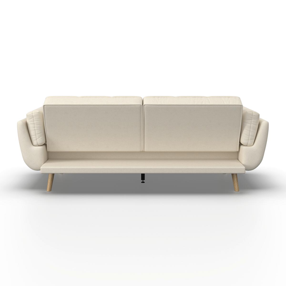 Schlafsofa Cora Webstoff Creme - Creme/Naturfarben, MODERN, Holz/Textil (214/92/81cm) - Bessagi Home