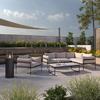 Outdoorlounge Anny Beige Metall/Outdoorstoff/Glas - Dunkelgrau/Beige, MODERN, Glas/Textil (218/170/72cm) - Bessagi Garden