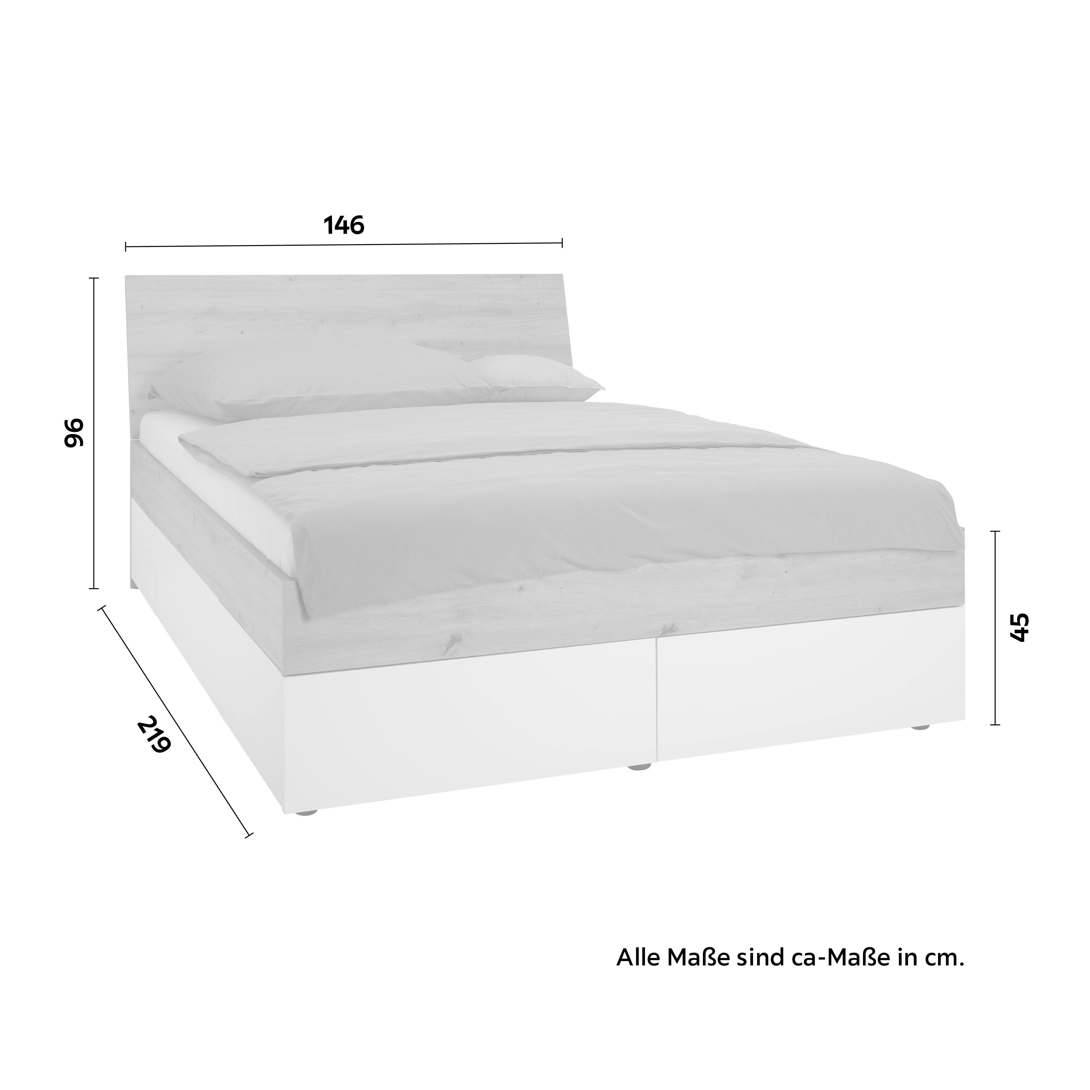 SÄNG MED FÖRVARING LAGO - vit/ekfärgad, Klassisk, trämaterial (140/200cm) - Mömax