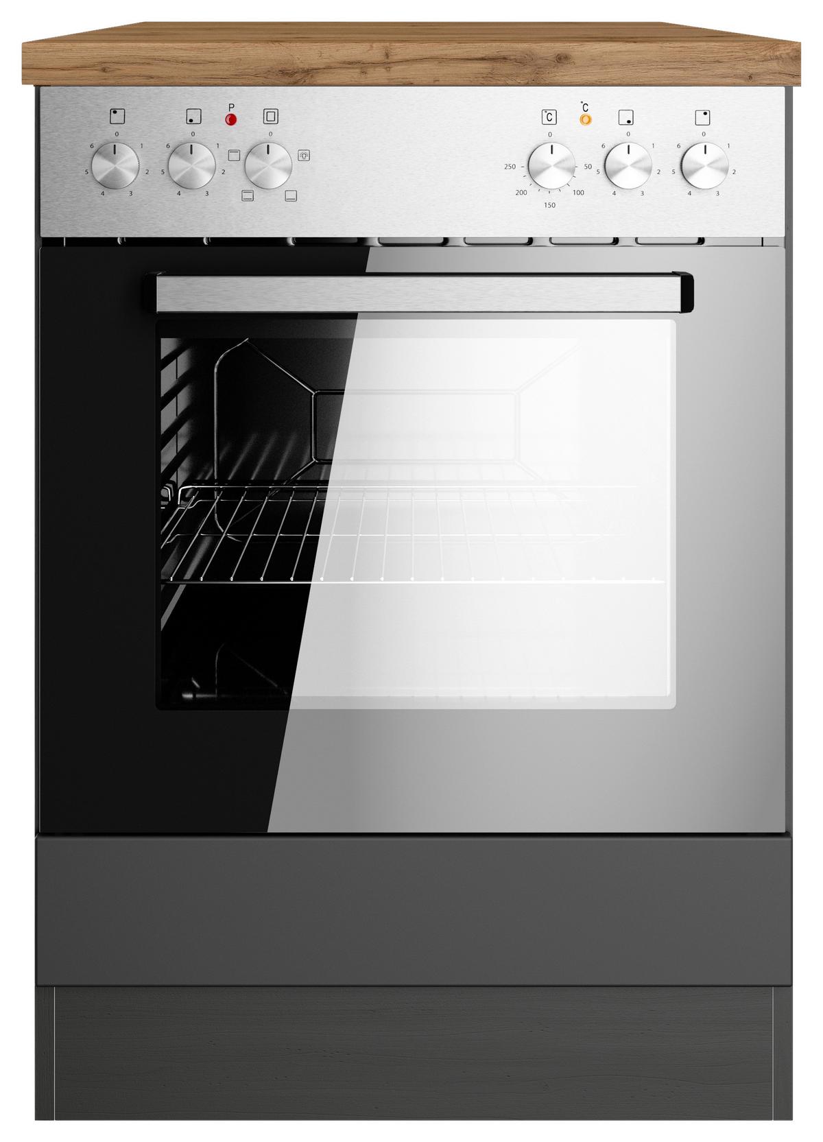 Herdumbauschrank Meran ca. 60x86x60 cm Grau/Eiche - Eiche Wotan/Grau, LIFESTYLE, Holzwerkstoff (60/86/60cm) - Held