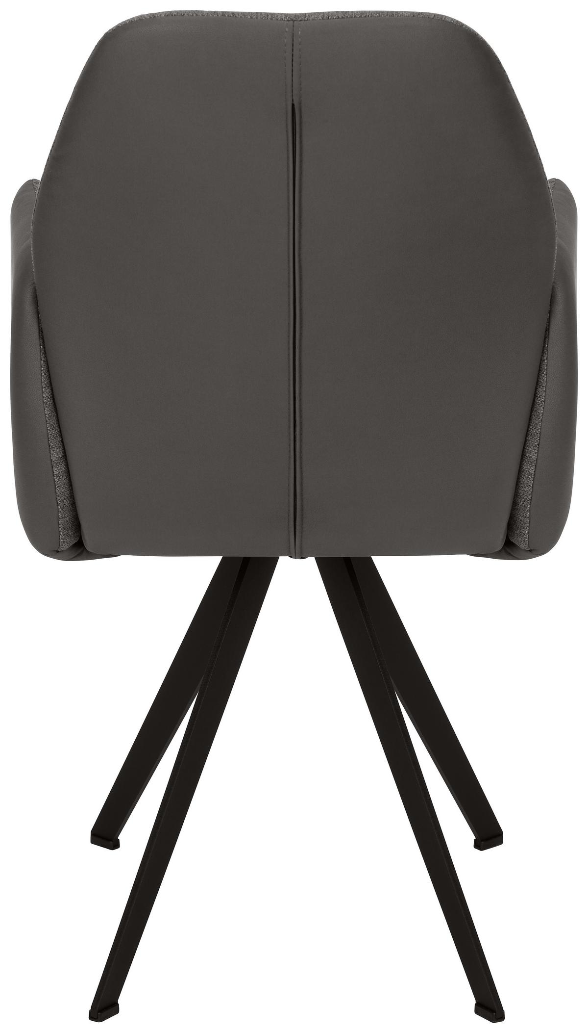 Armlehnstuhl in Dunkelgrau - Dunkelgrau/Schwarz, Modern, Textil/Metall (57/96,5/63cm) - Premium Living