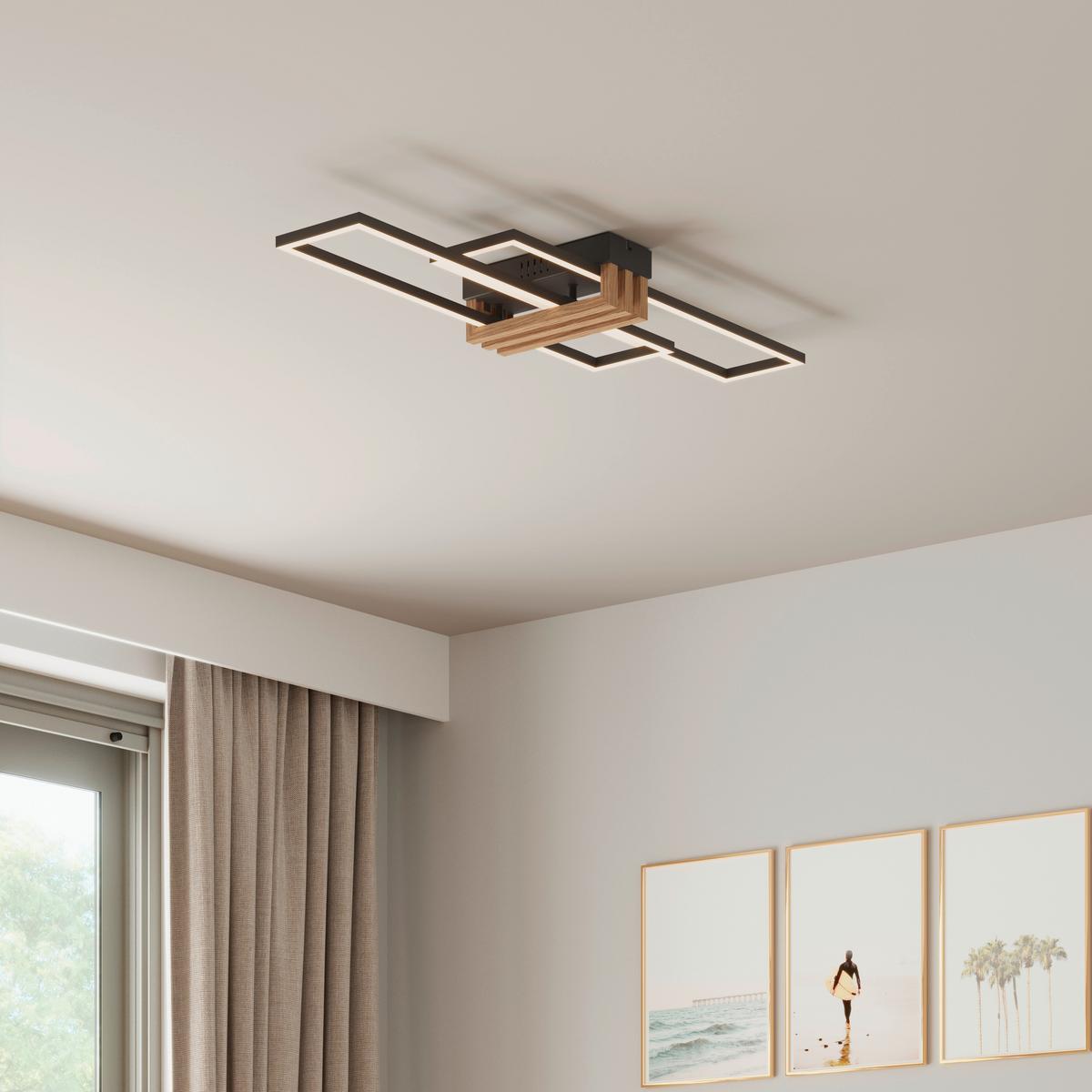 LAMPA SUFITOWA LED 67357D1 DAKARI I - czarny/opal, Design, tworzywo sztuczne/metal (80/23/8,6cm)