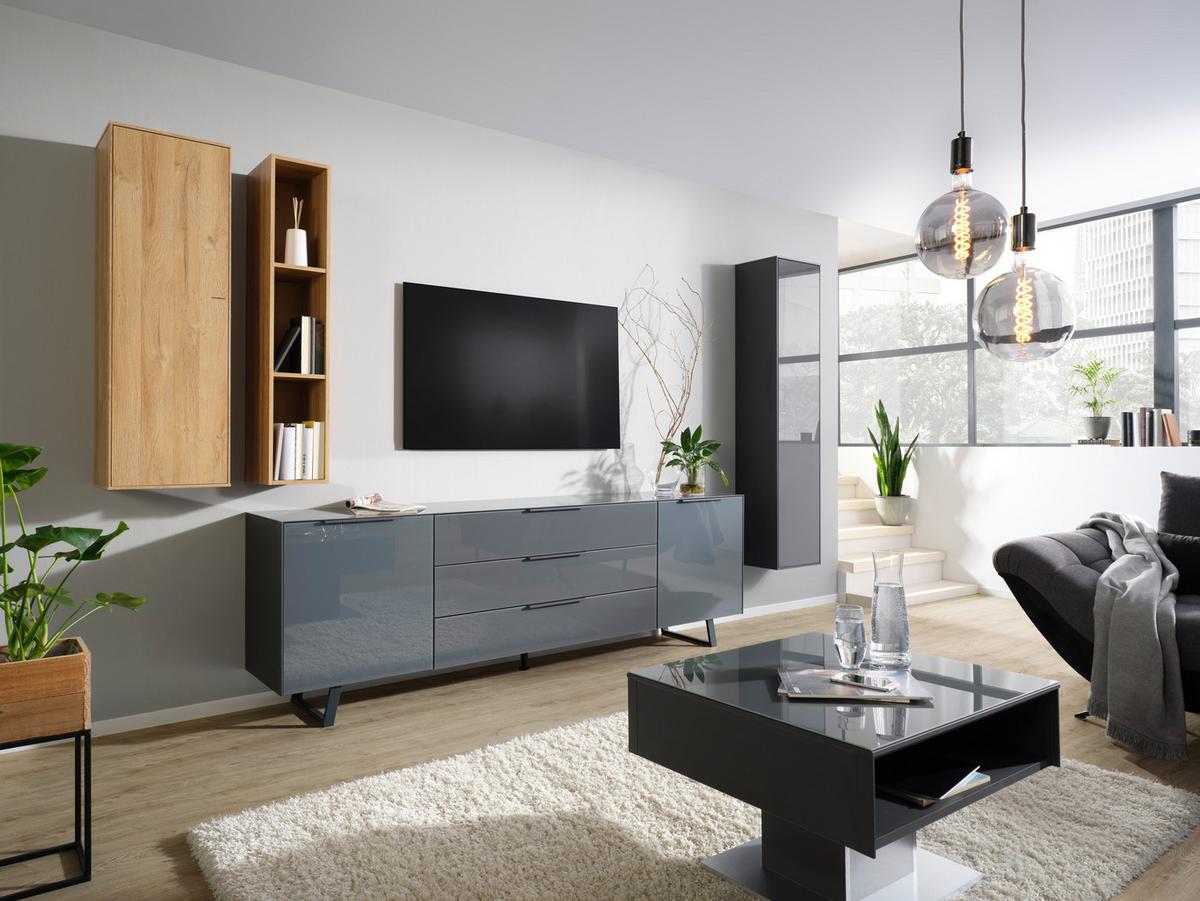 Hängeelement Max Box in Anthrazit - Anthrazit, MODERN, Glas/Holzwerkstoff (38/175/32cm) - Premium Living