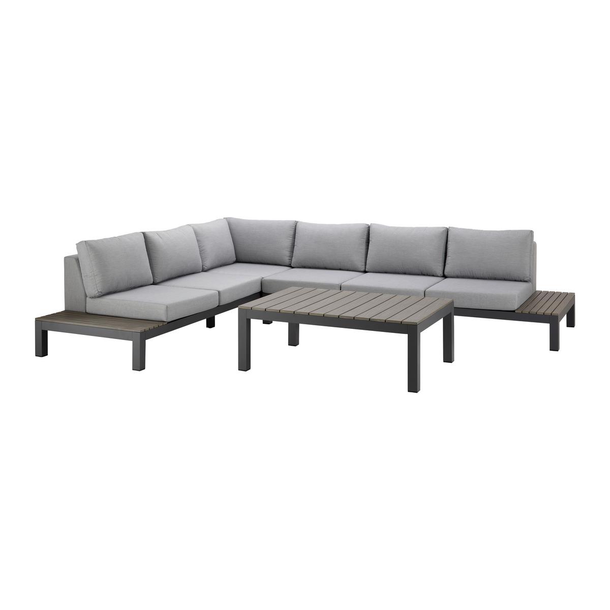 Kerti Garnitúra Gina - szürke, Modern, műanyag/textil (320/66/89cm) - Bessagi Garden